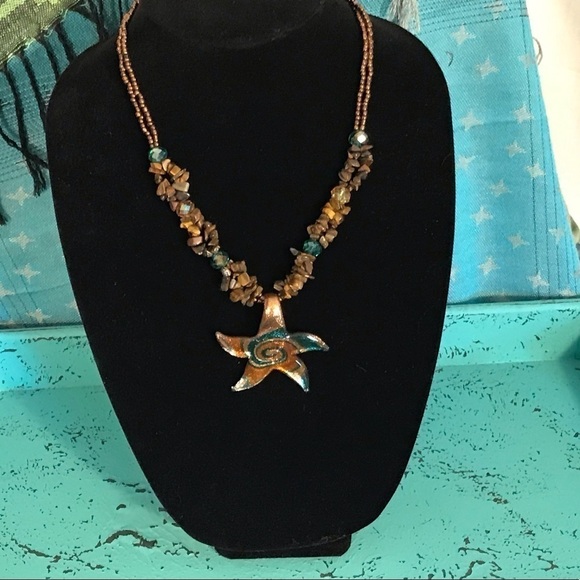 Starfish dichroic glass necklace - Picture 1 of 4